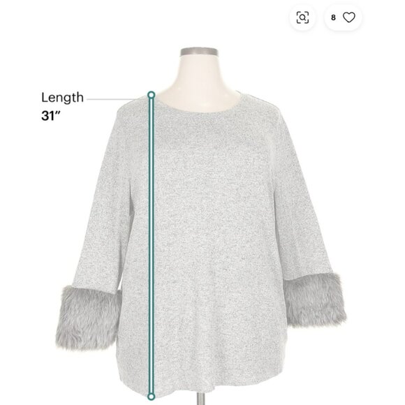 Super fun grey sweater with faux fur cuffs! Light and comfy! 18/20 Lane Bryant - Picture 10 of 12
